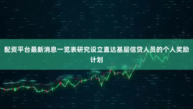 配资平台最新消息一览表研究设立直达基层信贷人员的个人奖励计划